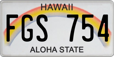 HI license plate FGS754
