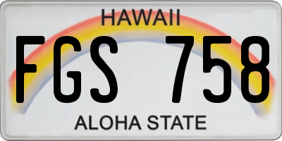 HI license plate FGS758