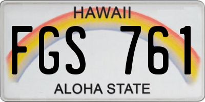 HI license plate FGS761