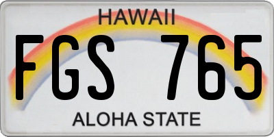 HI license plate FGS765