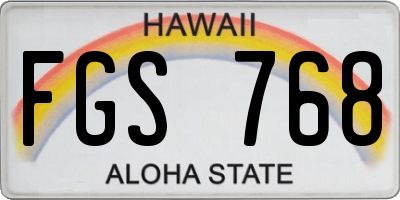 HI license plate FGS768