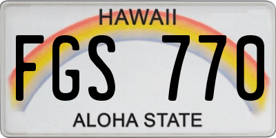 HI license plate FGS770