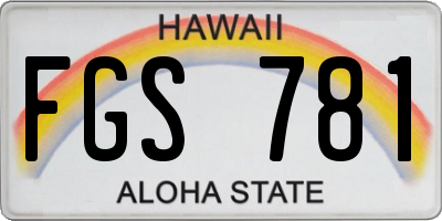 HI license plate FGS781