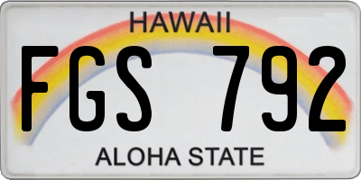 HI license plate FGS792