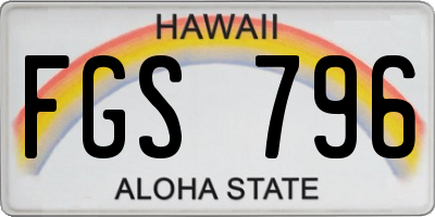HI license plate FGS796