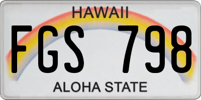 HI license plate FGS798