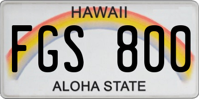 HI license plate FGS800