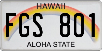HI license plate FGS801