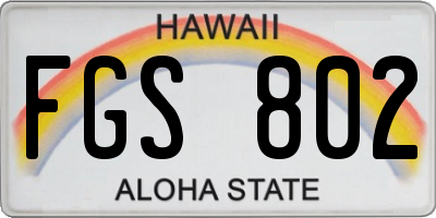 HI license plate FGS802
