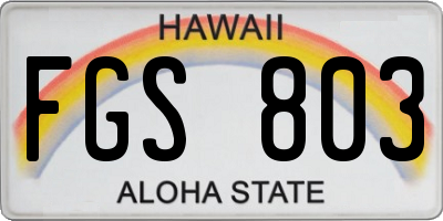 HI license plate FGS803