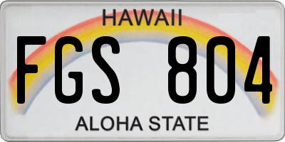 HI license plate FGS804