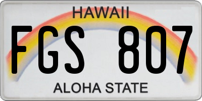 HI license plate FGS807