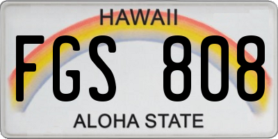 HI license plate FGS808