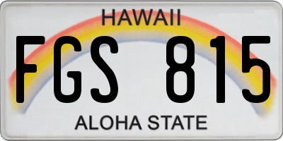 HI license plate FGS815