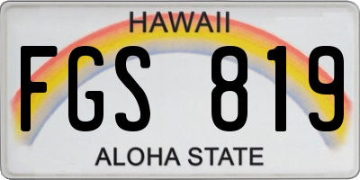 HI license plate FGS819