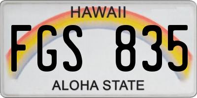 HI license plate FGS835