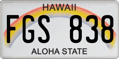 HI license plate FGS838