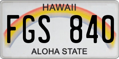 HI license plate FGS840