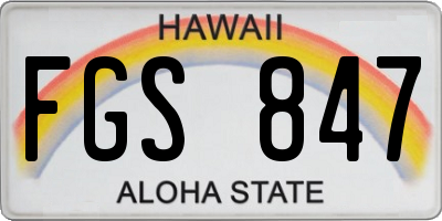 HI license plate FGS847
