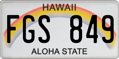 HI license plate FGS849