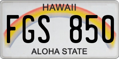 HI license plate FGS850