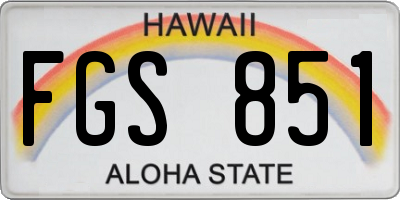 HI license plate FGS851