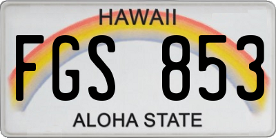 HI license plate FGS853