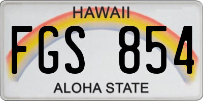 HI license plate FGS854