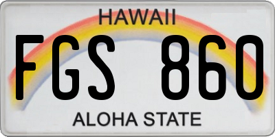 HI license plate FGS860
