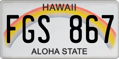 HI license plate FGS867