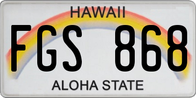 HI license plate FGS868