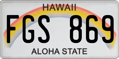 HI license plate FGS869