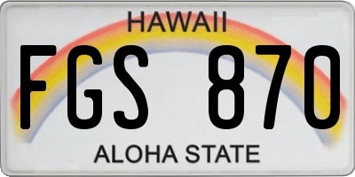 HI license plate FGS870