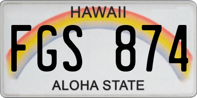 HI license plate FGS874
