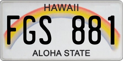 HI license plate FGS881