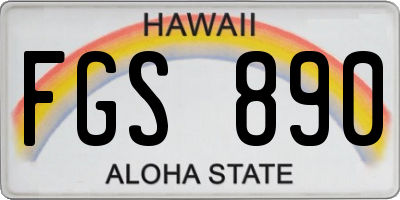 HI license plate FGS890