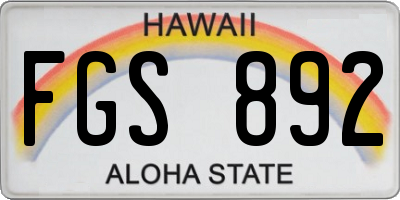 HI license plate FGS892