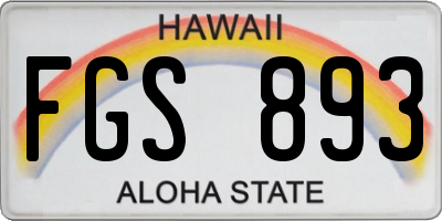 HI license plate FGS893