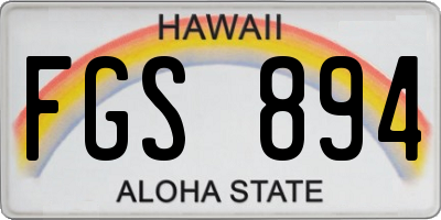 HI license plate FGS894
