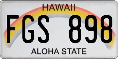 HI license plate FGS898