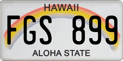 HI license plate FGS899