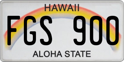 HI license plate FGS900