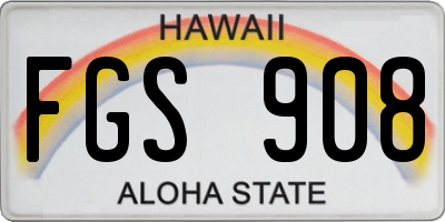 HI license plate FGS908