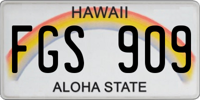 HI license plate FGS909