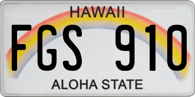 HI license plate FGS910
