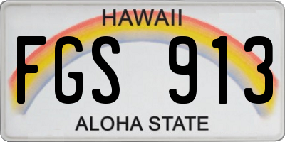 HI license plate FGS913