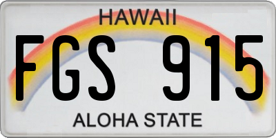 HI license plate FGS915