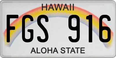 HI license plate FGS916