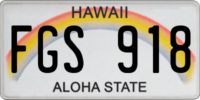 HI license plate FGS918