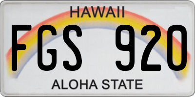 HI license plate FGS920